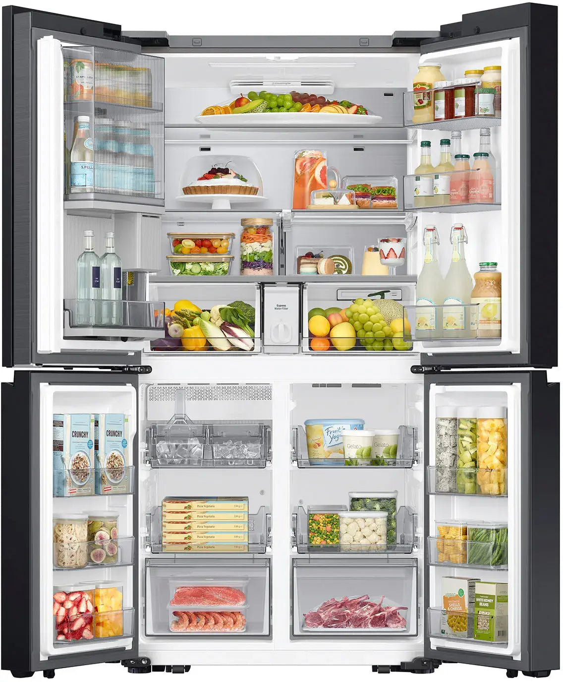 Samsung - Bespoke 29 Cu. Ft. 4-Door Flex French Door Refrigerator with Beverage Zone and Auto Open Door - Stainless Steel