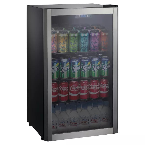 Whirlpool 3.6 cu ft Mini Refrigerator Beverage Center - Stainless Steel WHB36S: Freestanding Drink Fridge, 109 Cans