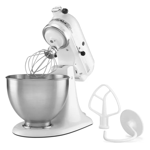 KitchenAid Classic 4.5qt Stand Mixer - White: 10 Speeds, Metal, Dishwasher-Safe, Includes Beater & Dough Hook