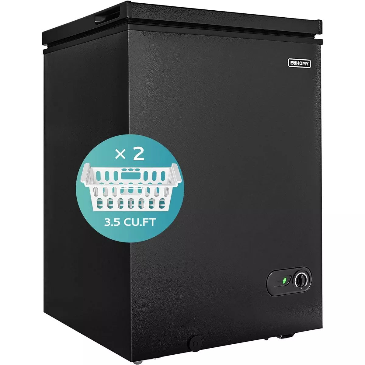 EUHOMY 3.5 cu. ft. Chest Freezer with Removable Basket, Black