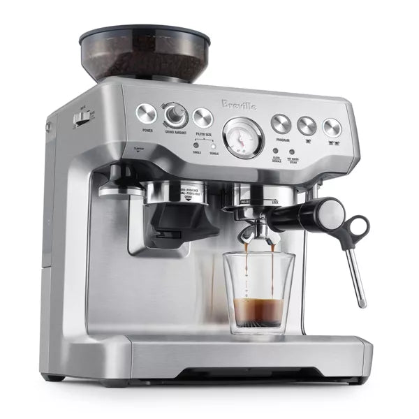 Breville Stainless Steel Barista Express Espresso Machine Light Silver BES870XL: 15 Bars Pressure, Milk Frother, Grinder